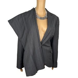 Brooks Brothers Charcoal Pinstripe Draped Wool Blazer
